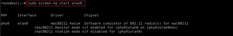 sudo airmon-ng start wlan0