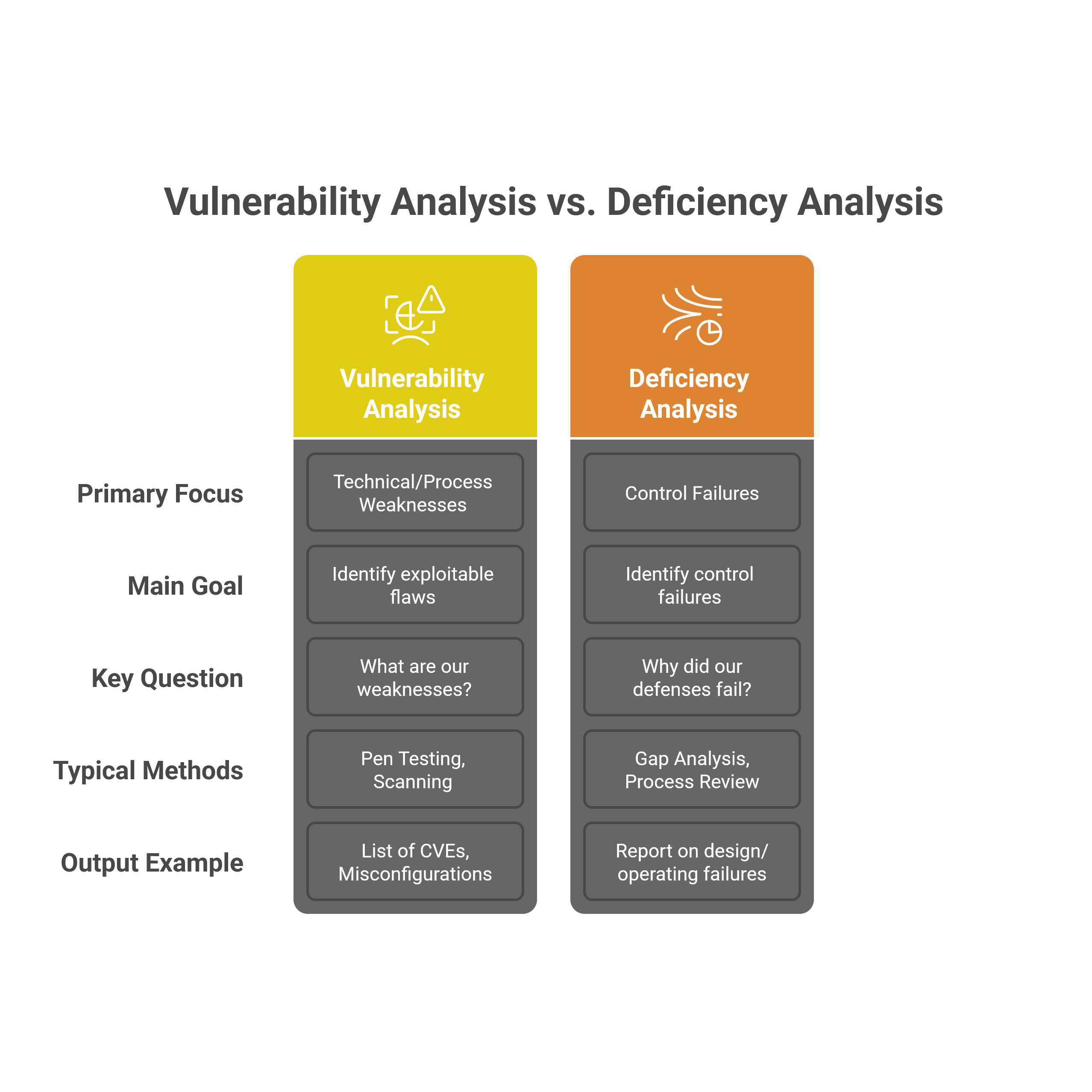 Vulnerability Analysis vs. Deficiency Analysis