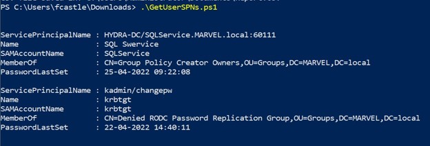Identify Service Accounts with SPNs (Kerberoastable Accounts)